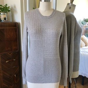 All Saints Light Grey Cable Knit Sweater, XS